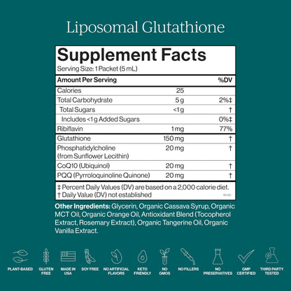 CYMBIOTIKA Liposomal Glutathione Supplement – PQQ, CoQ10 & Antioxidants for Detox, Brain, Energy, Immune Support – Advanced Absorption for Cellular Health