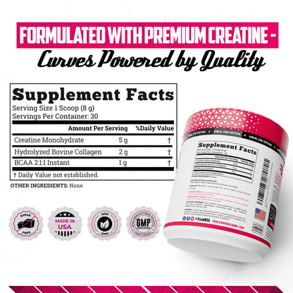 Old School Labs Creatine for Women – Post-Workout Supplement with 5000mg Creatine Monohydrate Powder, 2000mg Collagen & BCAA 2:1:1 for Strength Support & Recovery