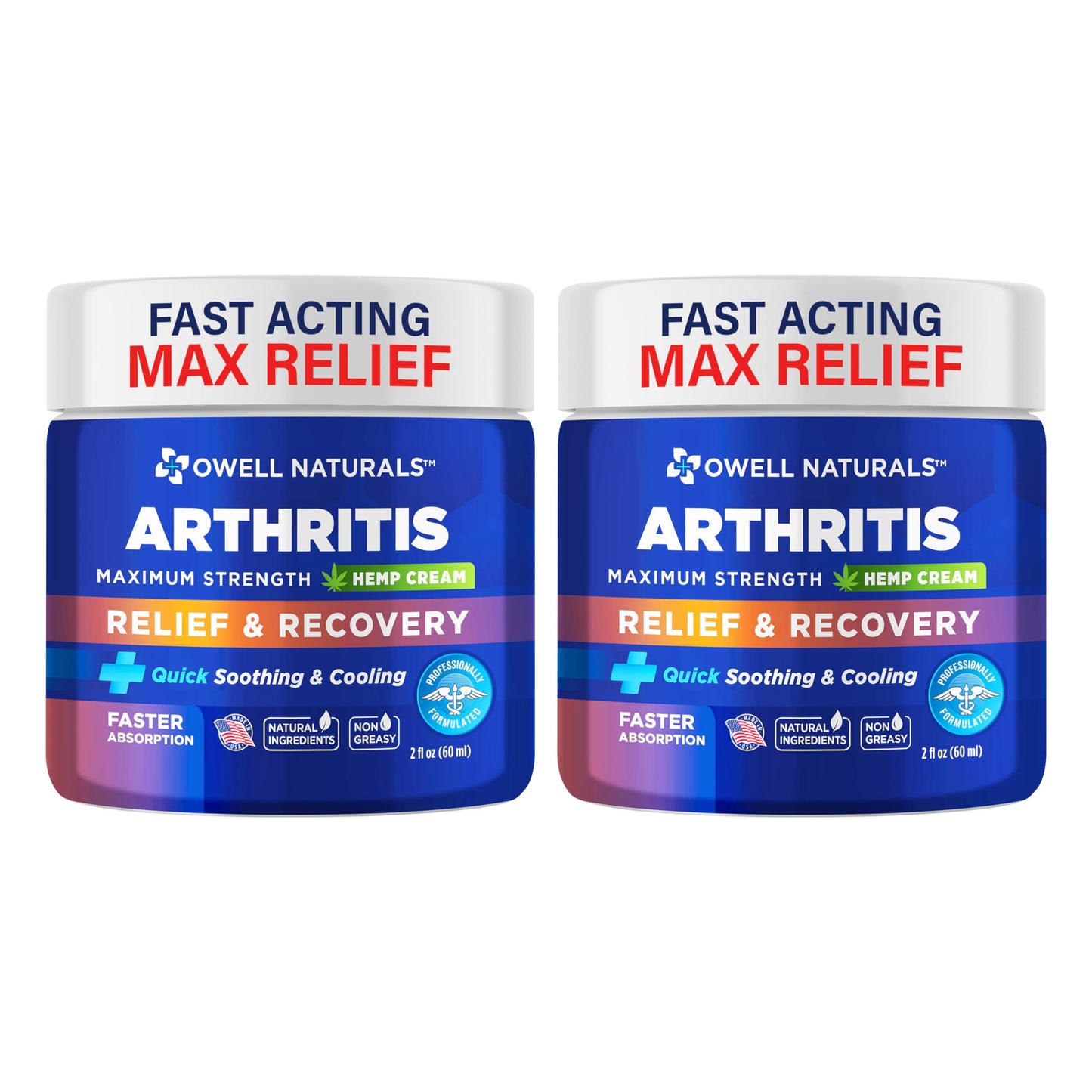 OWELL NATURALS Joint & Muscle Ream, Maximum Strength Relief & Recovery for Back, Neck, Feet with Aloe Vera, Vitamin B6 MSM, 2 Oz, (2 Pack) Owell NaturalsBuy Supplements Australia