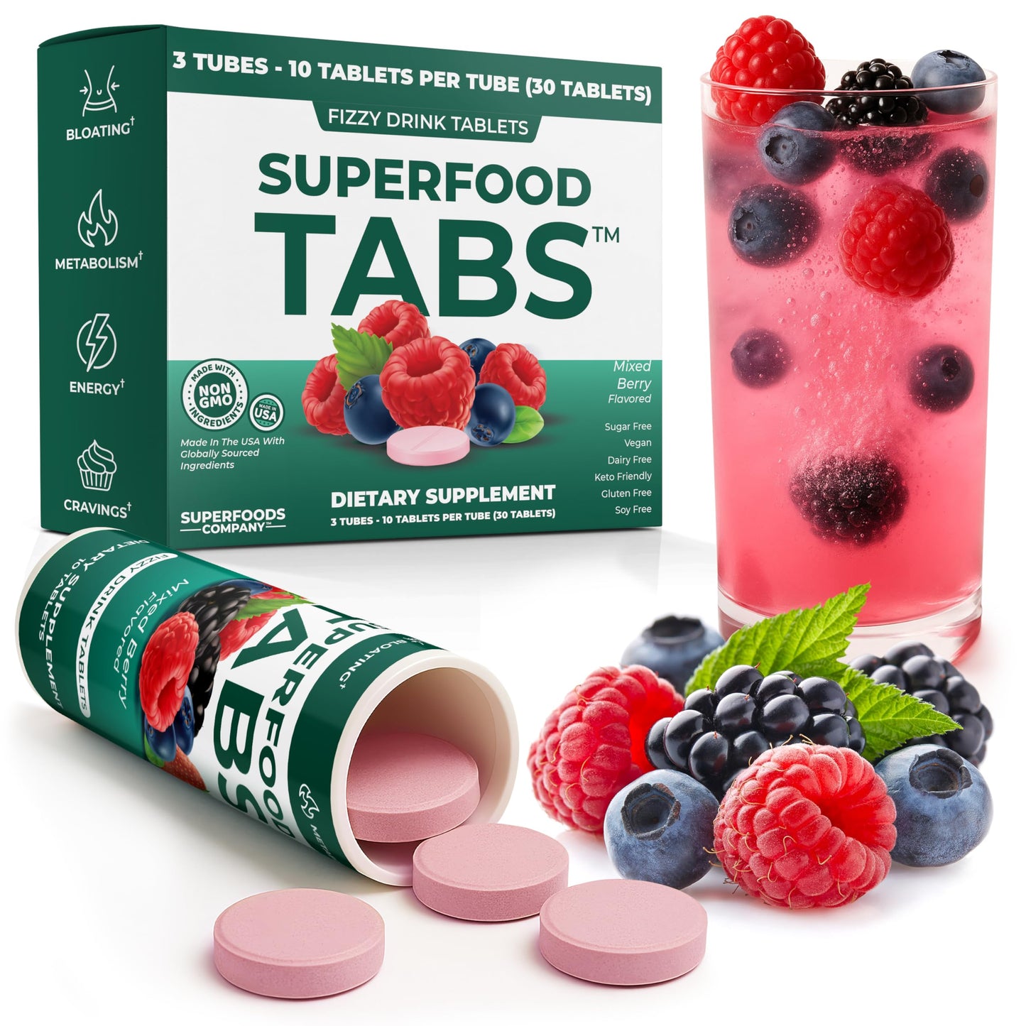 Superfood Tabs Superfoods Company Detox Cleanse Drink - Supplement for Women & Men- Support Healthy Weight- Improve Digestive Health & Bloating Relief