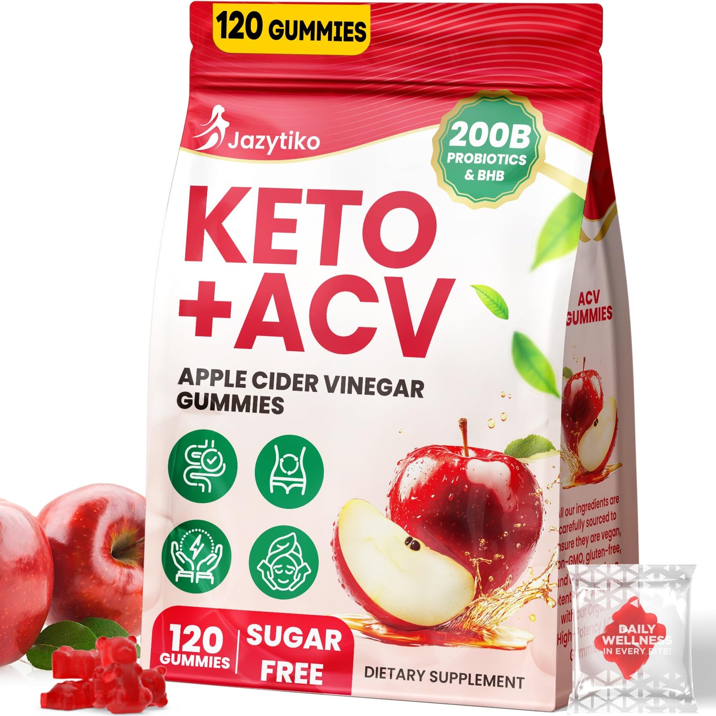 Apple Cider Vinegar Gummies, Advanced ACV Gummy with Probiotics, BHB, B12 and Keto Support - Keto Acv Gummies for Detox, Metabolism, Digestion,