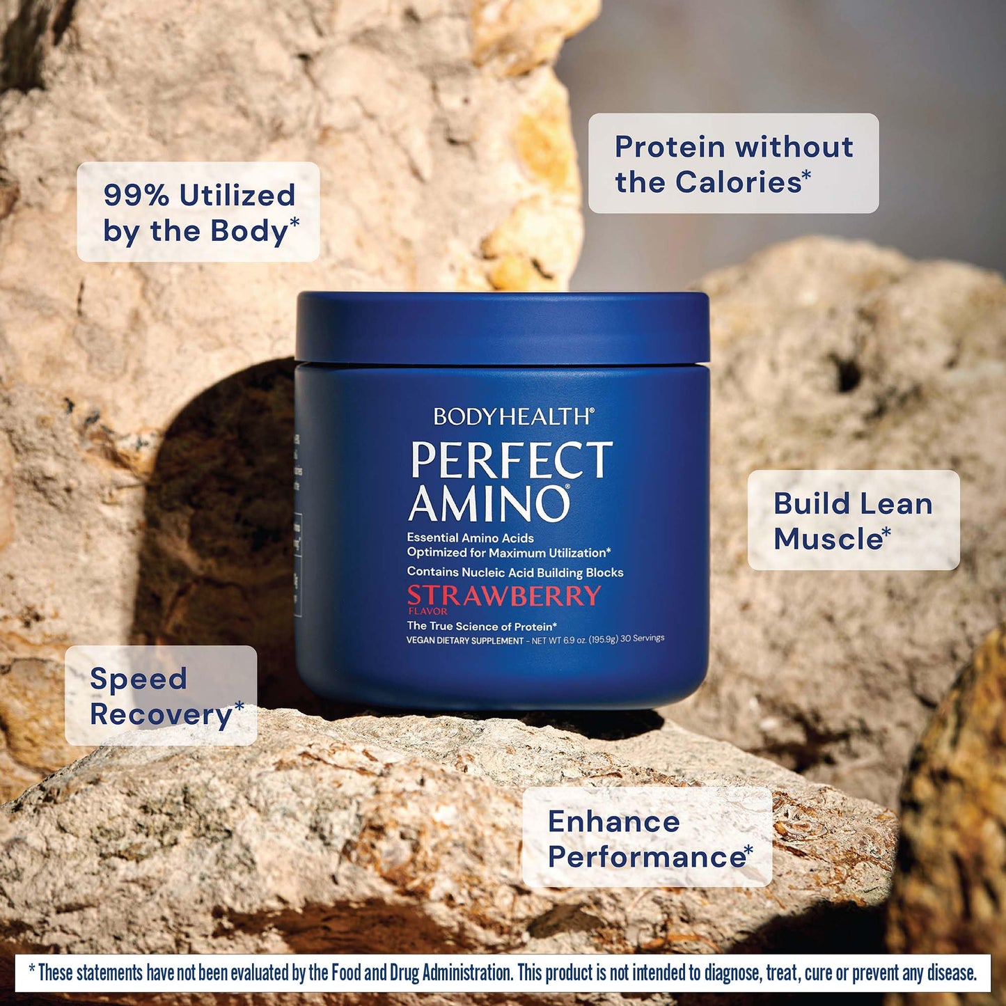 BodyHealth PerfectAmino Powder - BCAA and EAA Powder for Pre and Post Workout - Amino Acid Energy Drink for Men and Women to Support Lean