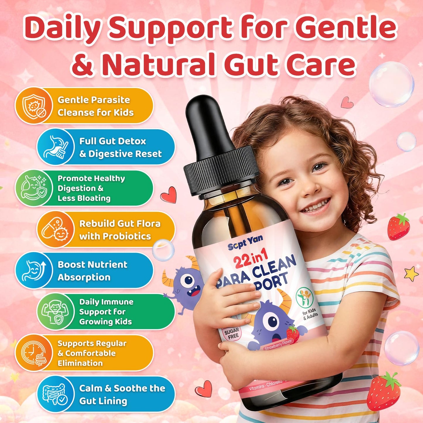 SEPT YAN 22 in 1 Parasite Cleanse for Humans & Kids, Herbal Gut Cleanse Liquid Drops with Wormwood, Black Walnut, Clove, Chlorella, Oregano,