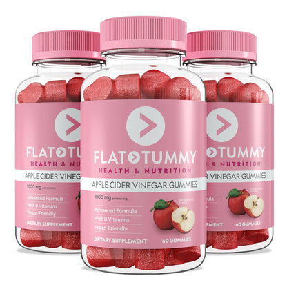 Flat Tummy Apple Cider Vinegar Gummies,– ACV Gummies,Detox,Support Gut Health – Vegan-Friendly,Non-GMO - Beet and Pomegranate Superfood Powders,