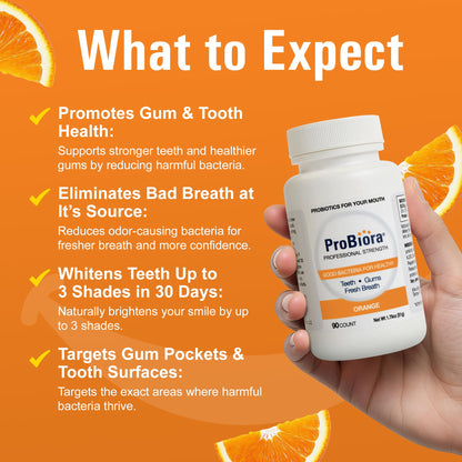 ProBiora Professional Strength Oral Probiotics for Teeth and Gums | Dental Probiotic for Oral Health | Bad Breath Treatment for Adults | Tooth Whitening
