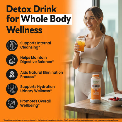 Herbal Clean Qcarbo16 Same-Day Detox Cleanse Drink (16 fl oz) - Orange Flavor Full Body Cleanse* Detox Drink for Moderate Toxin Level