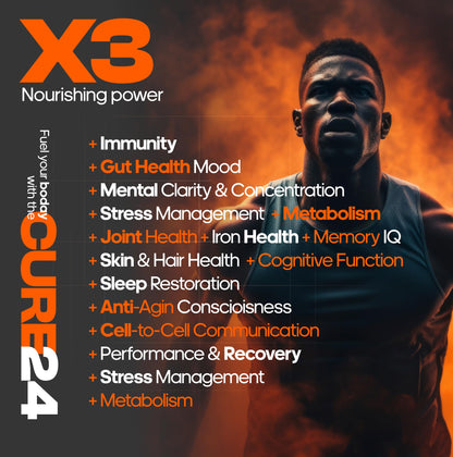 Cure24 Bovine Colostrum X3 Supplement Powder for Humans, 100% Pure Whole Natural Grass Fed Superfood, High IgG, Plus Probiotic