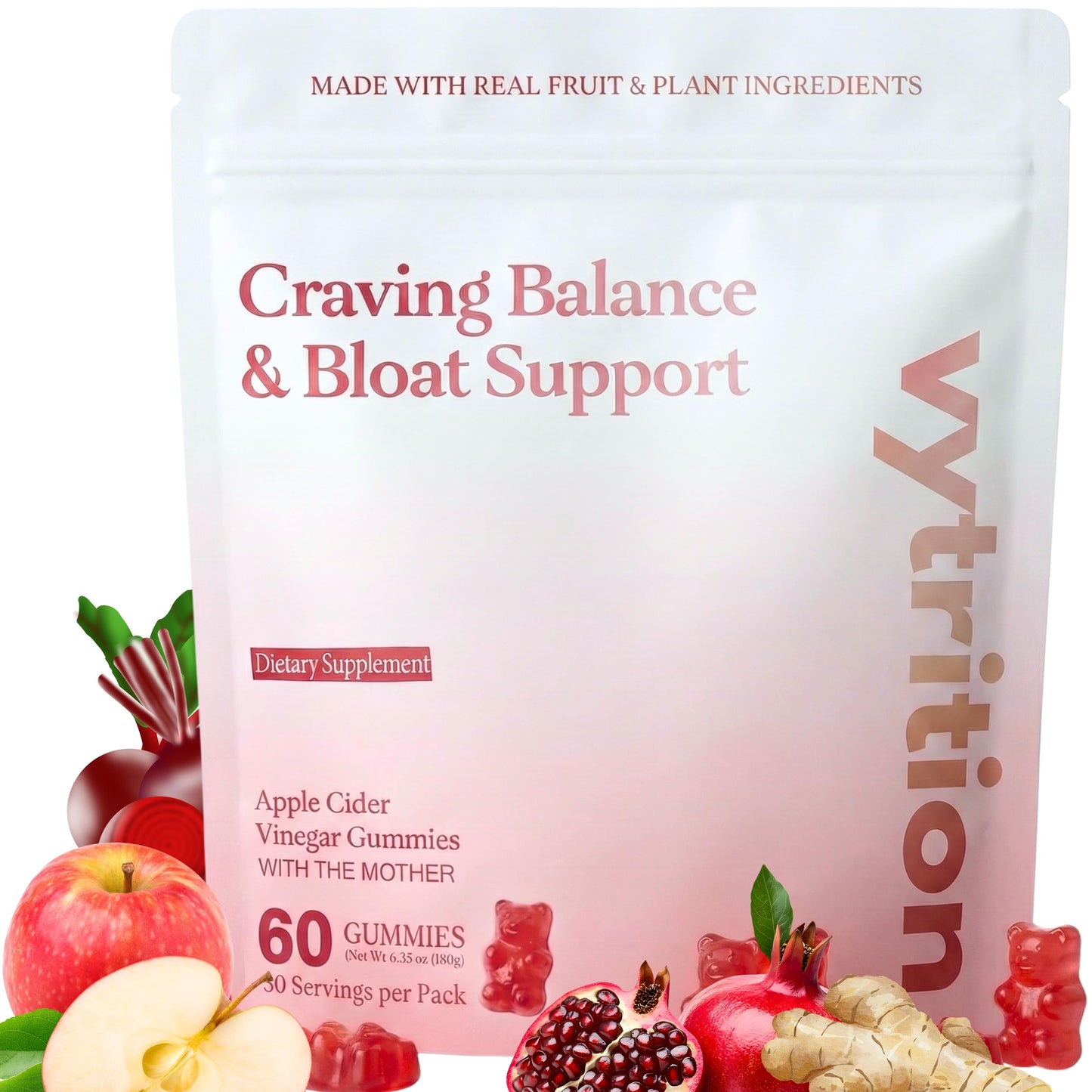 Vytrition 7-Day Trial Organic Apple Cider Vinegar Gummies Sugar Free – ACV Gummies with The Mother 1000mg – Keto Friendly – Vegan – Supports Appetite