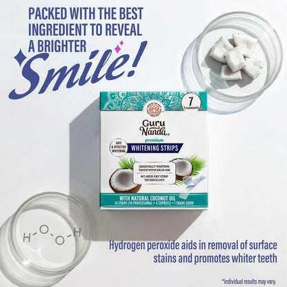GuruNanda Teeth Whitening Strips Kit - 7-Day Treatment with Non-Slip, Dry Strip Technology