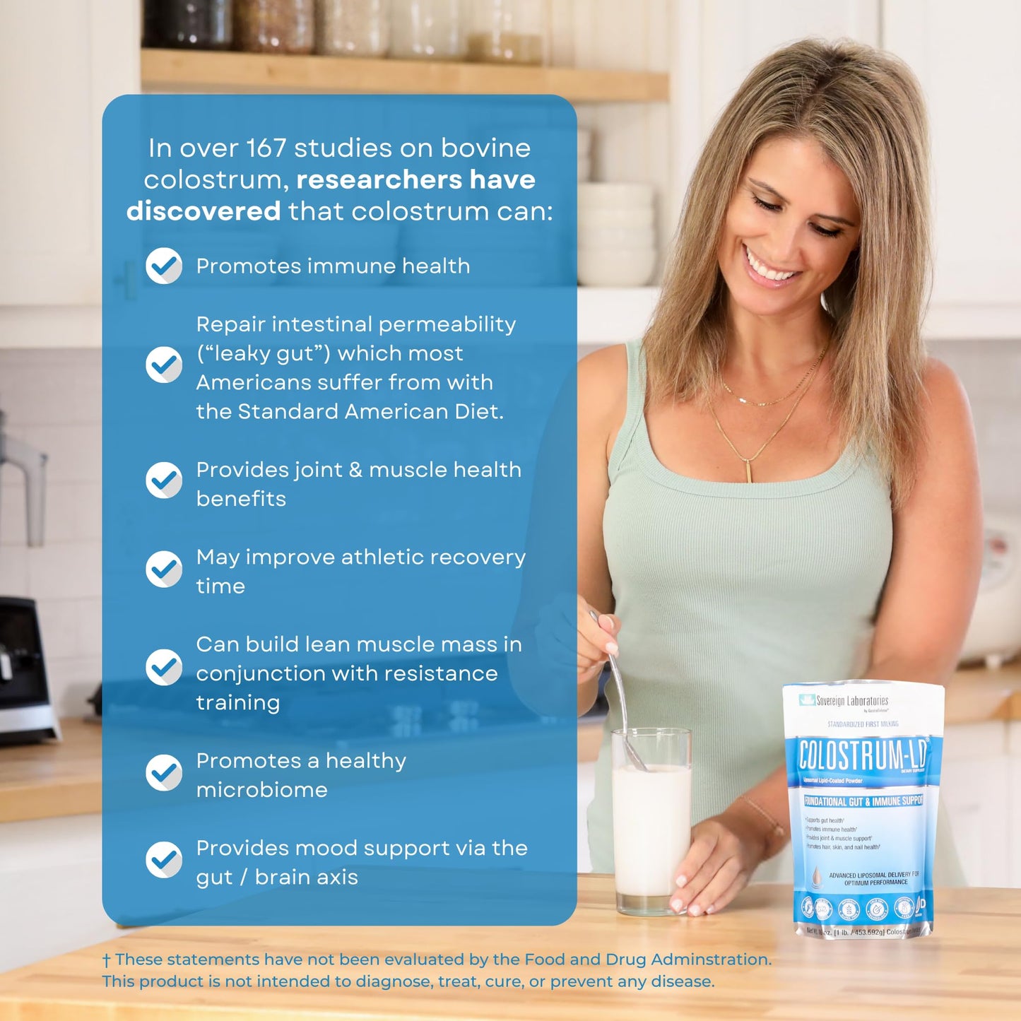 Sovereign Laboratories Colostrum-LD Powder | Unflavored | Liposomal Delivery, Max Absorption | 6 oz/ 34 Servings