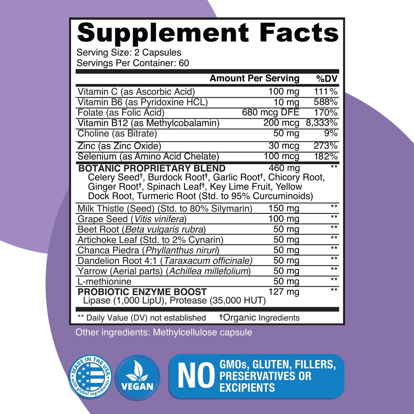 Naticura Liver Cleanse Plant-Based Formula - Vegan Full Spectrum Supplement with Milk Thistle, Vitamin C and Zinc for Liver Function and Immune Support - 120 Capsules