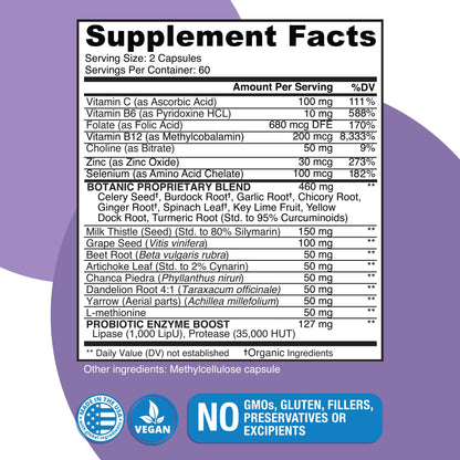 Naticura Liver Cleanse Plant-Based Formula - Vegan Full Spectrum Supplement with Milk Thistle, Vitamin C and Zinc for Liver Function and Immune Support - 120 Capsules