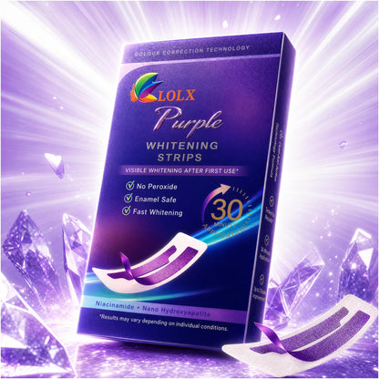Purple Teeth Whitening Strips, Enamel Safe for Sensitive Teeth, Removes Yellow Stains & Bad Breath, Non-Slip Dry Strip Technology