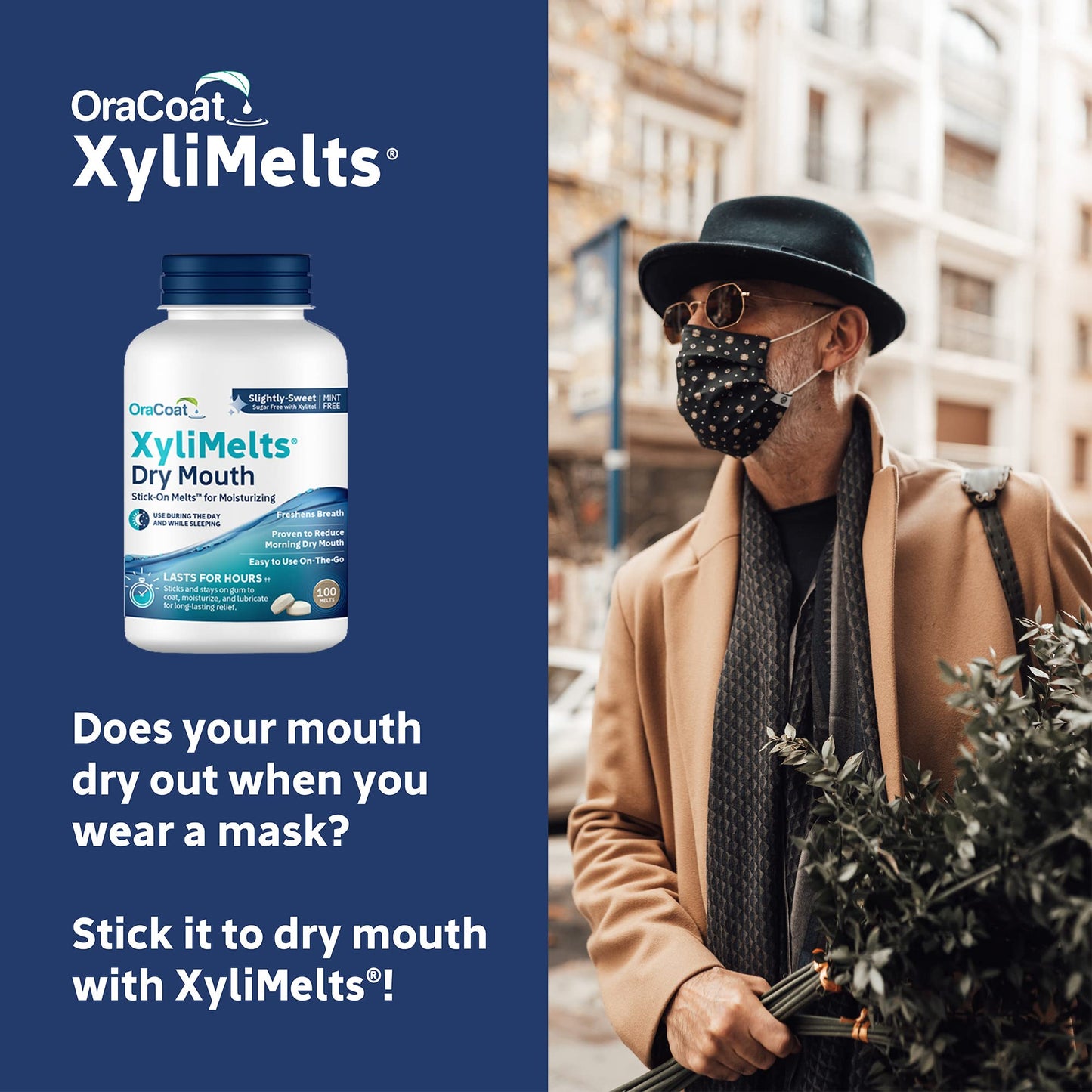 Oracoat XyliMelts for Dry Mouth Night Time or Day - Moisturizing Dry Mouth Adhering Discs, Sugar Free with Xylitol, 100 Count,