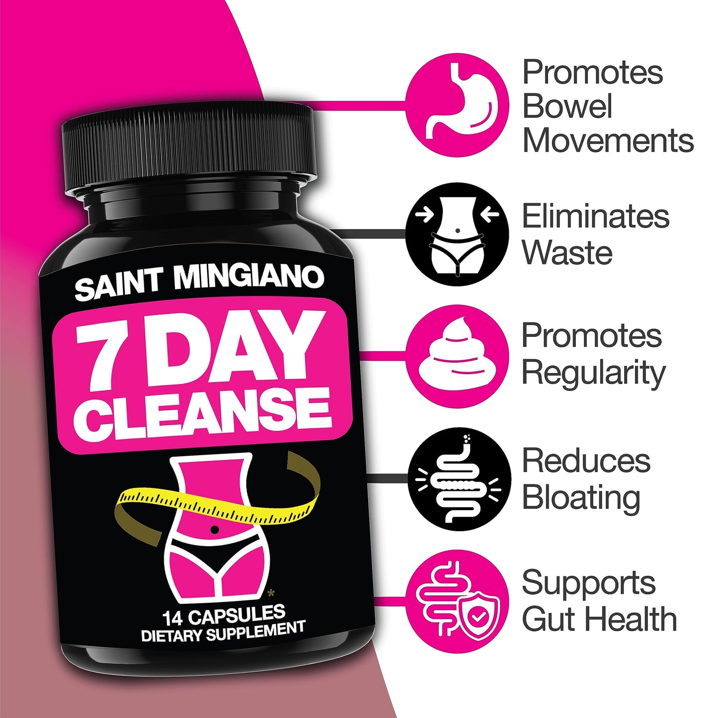 Saint Mingiano 7 Day Cleanse Program | Colon Detox with Natural Laxative for Constipation & Bloating | Extra-Strength Senna