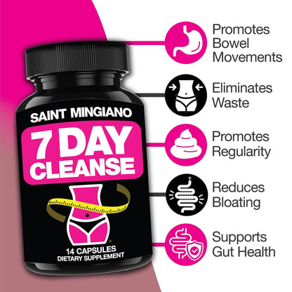 Saint Mingiano 7 Day Cleanse Program | Colon Detox with Natural Laxative for Constipation & Bloating | Extra-Strength Senna