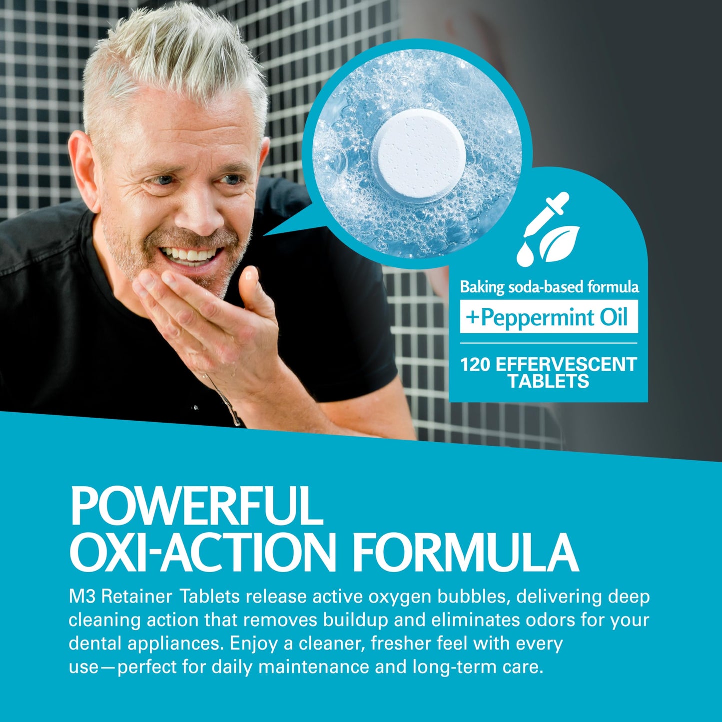Retainer Cleanser Tablets Invisalign Cleaner, Removes Odors Discoloration Stains and Plaque 4 Month Supply Denture Cleansers Retainers