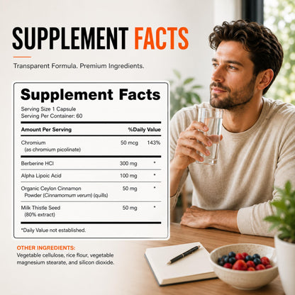 HerbaMe Berberine Supplement with Ceylon Cinnamon, Chromium, Alpha Lipoic Acid, Metabolic Care Supports Metabolism & Cardiovascular Health and Immune System