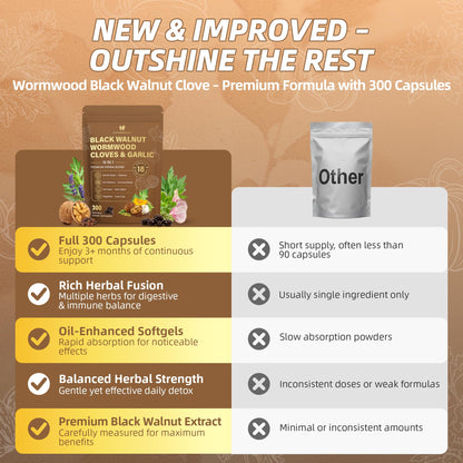 18-in-1 Wormwood Black Walnut Clove Parasite Cleanse, Herbal Blend with Garlic, Turmeric, Pumpkin Seed, Oregano & Berberine, Gut Health & Antioxidant Balance