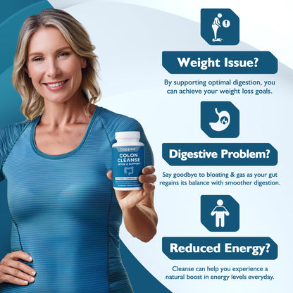 Happee Colon Cleanser & Detox for Weight Loss & GLP Support - 15 Day Colon Cleanse Pills & Gut Support Probiotics Women Men