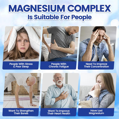 1000mg Magnesium Complex for Women & Men*, 8 Elemental with Magnesium Glycinate, Citrate, Malate, Taurate, Oxide, Carbonate, Aspartate, Orotate for Bones, Muscle