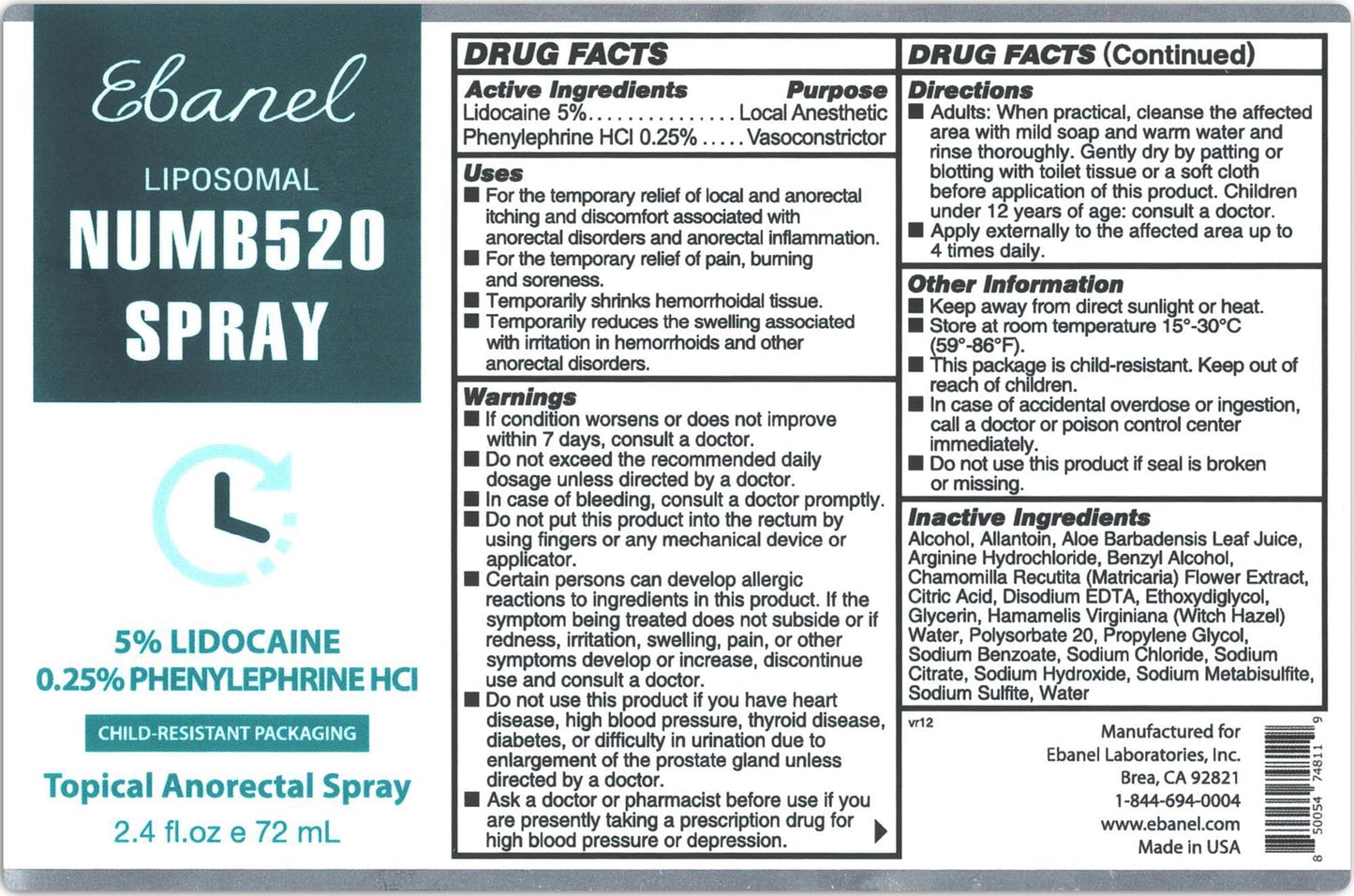 Ebanel Bundle of 5% Lidocaine Numbing Spray and Tattoo Aftercare Healing Balm