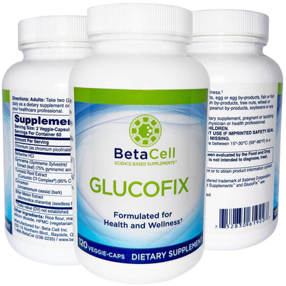 BETACELL Glucofix - Supplement - Herbal Supplement with Cinnamon, Gymnema, , Bitter Melon, and Turmeric - 120 Capsules