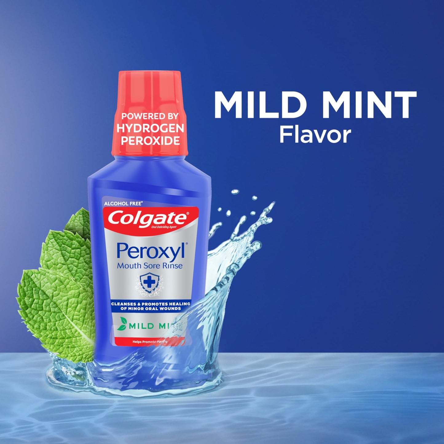 Colgate Peroxyl Alcohol Free Mouthwash with 1.5% Hydrogen Peroxide, Mouth Sore Rinse for Canker Sores, Oral Irritations,