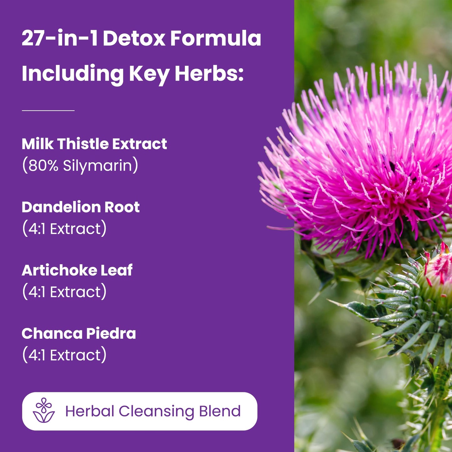 NutraChamps Liver Cleanse Detox & Repair Formula, 20+ Herbs: Milk Thistle Extract with Silymarin, Artichoke, Dandelion, Chicory Root Powder,