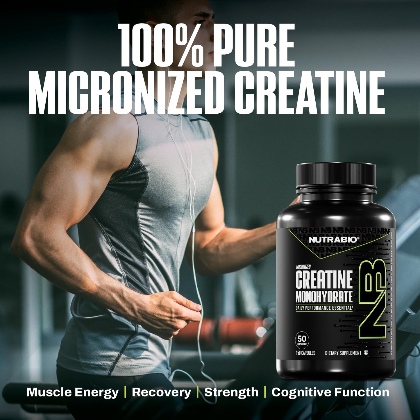 NutraBio Pure Micronized Creatine Monohydrate Capsules, Creatine Pills, Supports Bulk Muscle Energy, Recovery, and Strength - Keto Friendly, Kosher