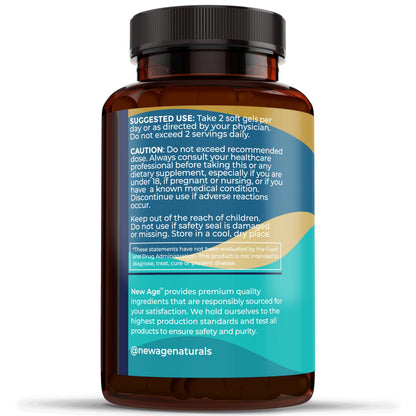 NEW AGE Omega 3 Fish Oil 2500mg Supplement Non GMO - EPA, DHA Fatty Acids Gluten Free (180 Softgels (Pack of 2))