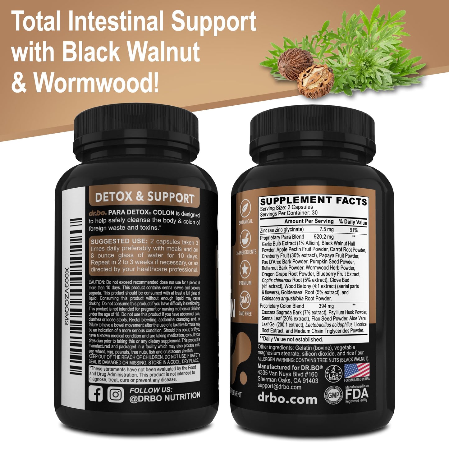 Colon Cleanse Pills Body Detox - Intestinal Guard Cleanser for Stomach - Natural Weight Flush Cleaner Supplement Complex, Women Men Kids, Herbal Wormwood
