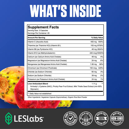 LES Labs DeToxx – Better Mornings & Recovery, Liver Support, Electrolyte Replenishment & Glutathione Support – Prickly Pear, Milk Thistle & NAC