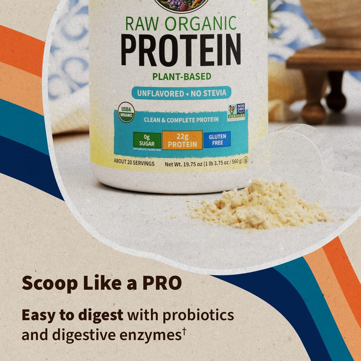 Garden of Life Organic Vegan Protein Powder, Plant Based & BCAAs, Organic Protein Powder with Probiotics & Enzymes,