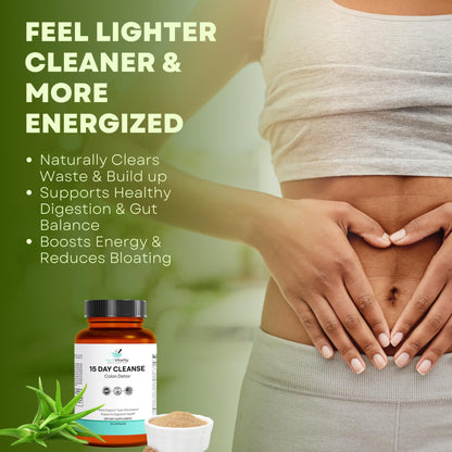 Herb Vitality 15-Day Colon Cleanse – Detox & Gut Health Support with Probiotics, Aloe Vera, Licorice Root & Psyllium Husk