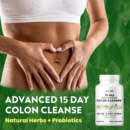 15 Day Advanced Colon Cleanse, Probiotics & Natural Herbs, Supports Detox & Gut Flora for Women & Men, with Cascara Sagrada, Psyllium Husk & Senna Leaf