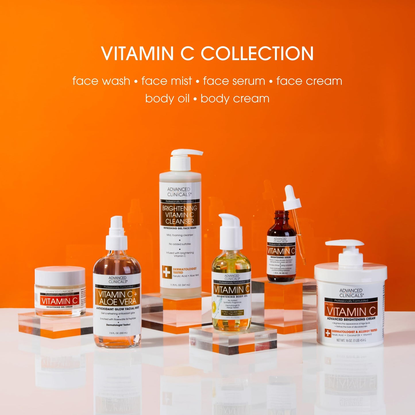 Advanced Clinicals Brightening Vitamin C Serum For Face With Glycolic Acid + Lactic Acid | Vitamin C Eye Serum Face Moisturizer For Improving