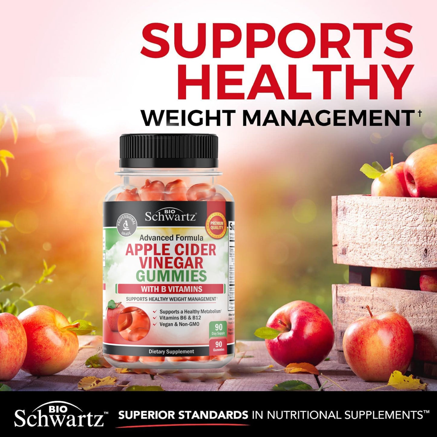 Apple Cider Vinegar Gummies - ACV Gummies with The Mother for Women & Men - Energy Boost Bloat Digestive & Immune Support - Vitamin B12 B6 B 9 Folic Acid