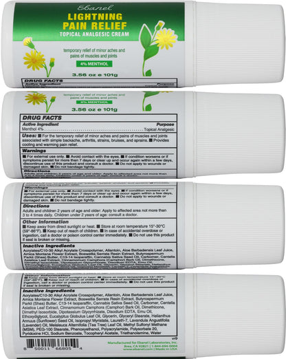 Ebanel Pain Relief Roll On for Arthritis, Foot, Back, Joint, Neck, Strains & Sprains with Menthol, Camphor, Arnica, Emu Oil, MSM, Boswellia, Targeted Muscle Pain Relief Roll On