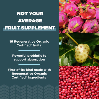 Ancient Nutrition Regenerative Organic Certified SuperFruits Capsules, Supports Gut and Immune System Health, Made with Probiotics, Dragonfruit, Mulberry, and Goji, 60 Count Ancient NutritionBuy Supplements Australia