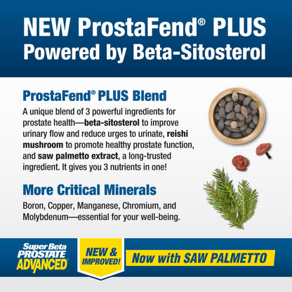 SUPER BETA PROSTATE Advanced with Saw Palmetto - Prostate Health Supplements for Men, Bladder & Urinary Support with Beta-sitosterol, Reishi, Saw Palmetto, Vitamin D