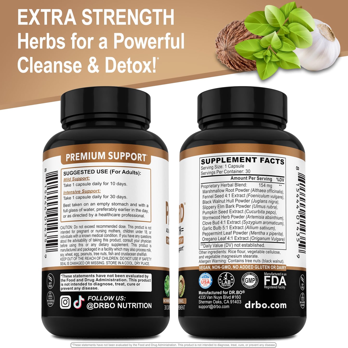 ParaGuard Cleanse Detox Pills - Extra Strength Intestinal Guard Formula Supplement, Black Walnut Wormwood Clove & Oregano - Adults Natural Herbal