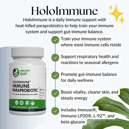 Healthy Gut HoloImmune | Paraprobiotic with Immuse Immune Support | 30 Servings