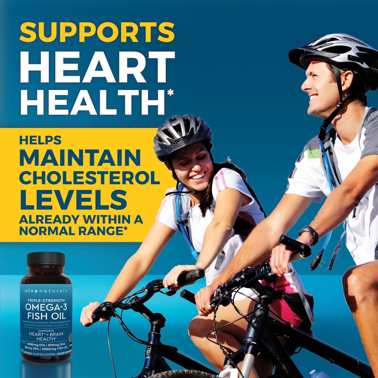 Viva Naturals Omega 3 Fish Oil Supplement for Women and Men - 2500 mg Triple Strength Fish Oil per Serving with Omega 3 Fatty Acids Including EPA, DHA DPA