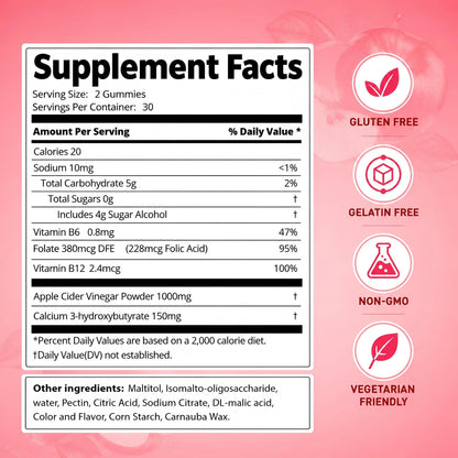 DREAVIO 1000mg Sugar Free Apple Cider Vinegar Gummies | 120 Count Keto ACV Gummies, Vegan Apple Cider Vinegar