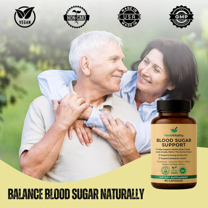 Herb Vitality Blood Sugar Support Supplement with Cinnamon, Bitter Melon – Supports Healthy Blood Sugar Levels Already Within Normal ranges