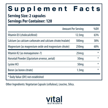 Vital Nutrients Osteo-Nutrients II - Vitamin K2 + D3, Calcium, Boron, and Magnesium for Bone Strength* - Healthy Heart Support - Vegetarian Supplement