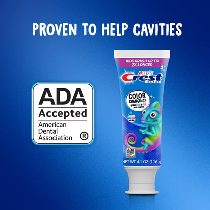 Crest Advanced Kid's Fluoride Toothpaste, Bubblegum Flavor, 4.2 oz, 3 Count, Color-Changing Anticavity Toothpaste