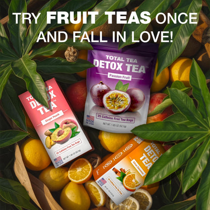Total Tea SIimming Detox Tea Caffeine Free - 25 Day Detox - Herbal Tea with Chamomile, Hibiscus Tea & Ginger Root for Colon Cleanse – Natural Citrus & Cinnamon
