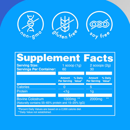 Zena Nutrition Bovine Colostrum Powder Supplement, 2000mg Pure Colostrum, Supports Immune and Digestive Health, Promotes Gut Health, Keto, Gluten Free